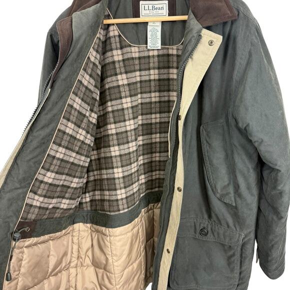 LL Bean Mens Wool Lined Barn Jacket Chore Coat Olive Green Winter Parka sz L - Picture 16 of 16